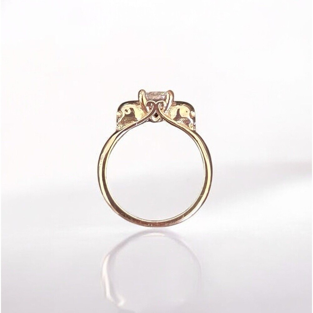 14K Rose Gold Plated Ring Round CZ Solitaire Skulls Whimsical Goth Sz 6.5